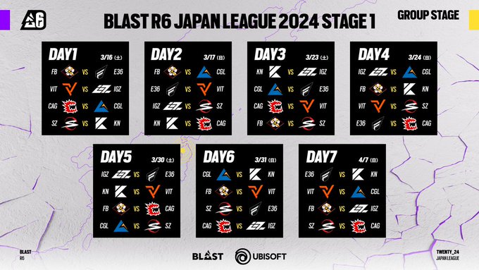 BLAST R6 JAPAN LEAGUE 2024 STAGE1 DAY1