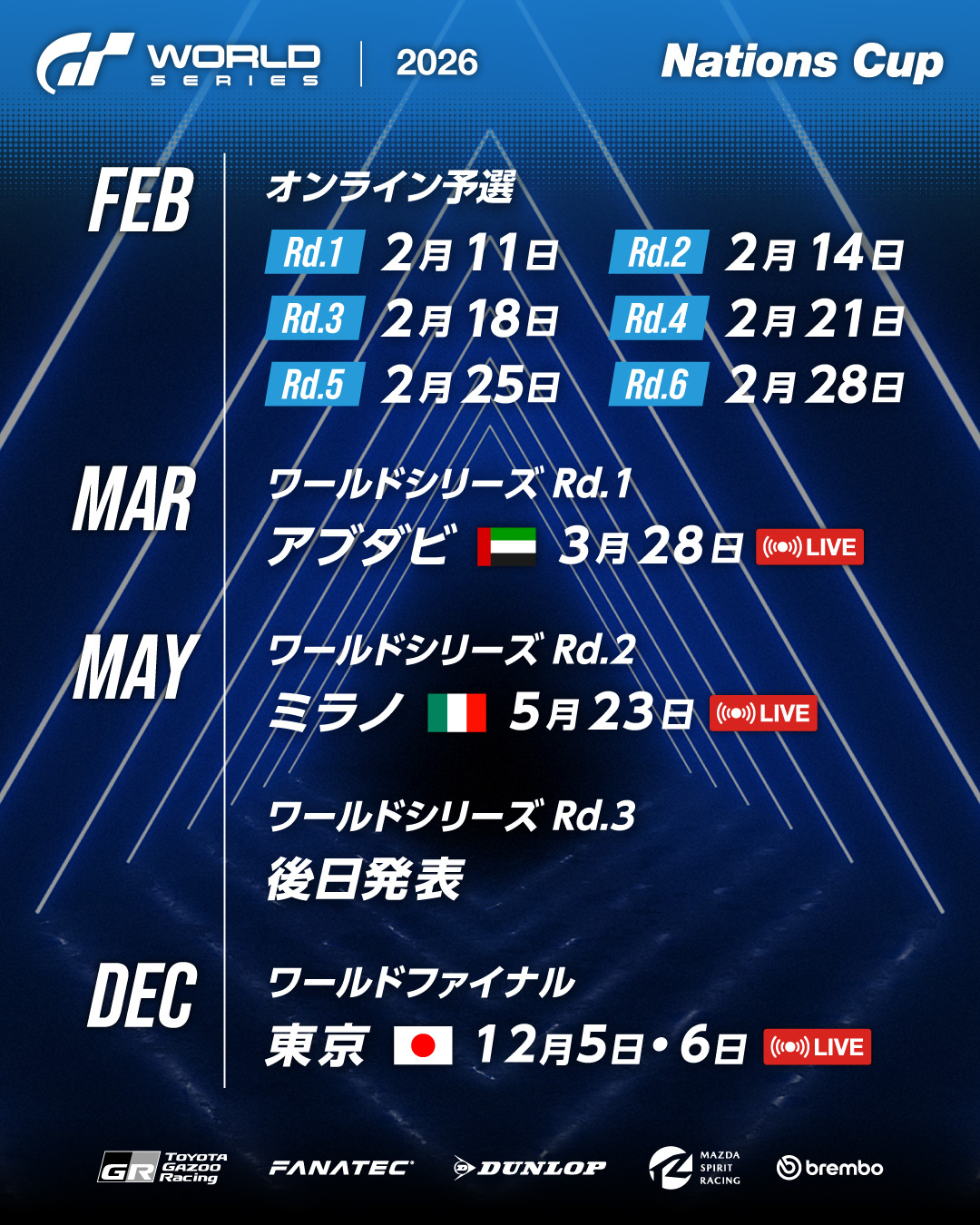 グランツーリスモ ワールドシリーズ 2026 ネイションズカップ Rd.1｜eスポーツ大会 イベント情報 ゲーム大会